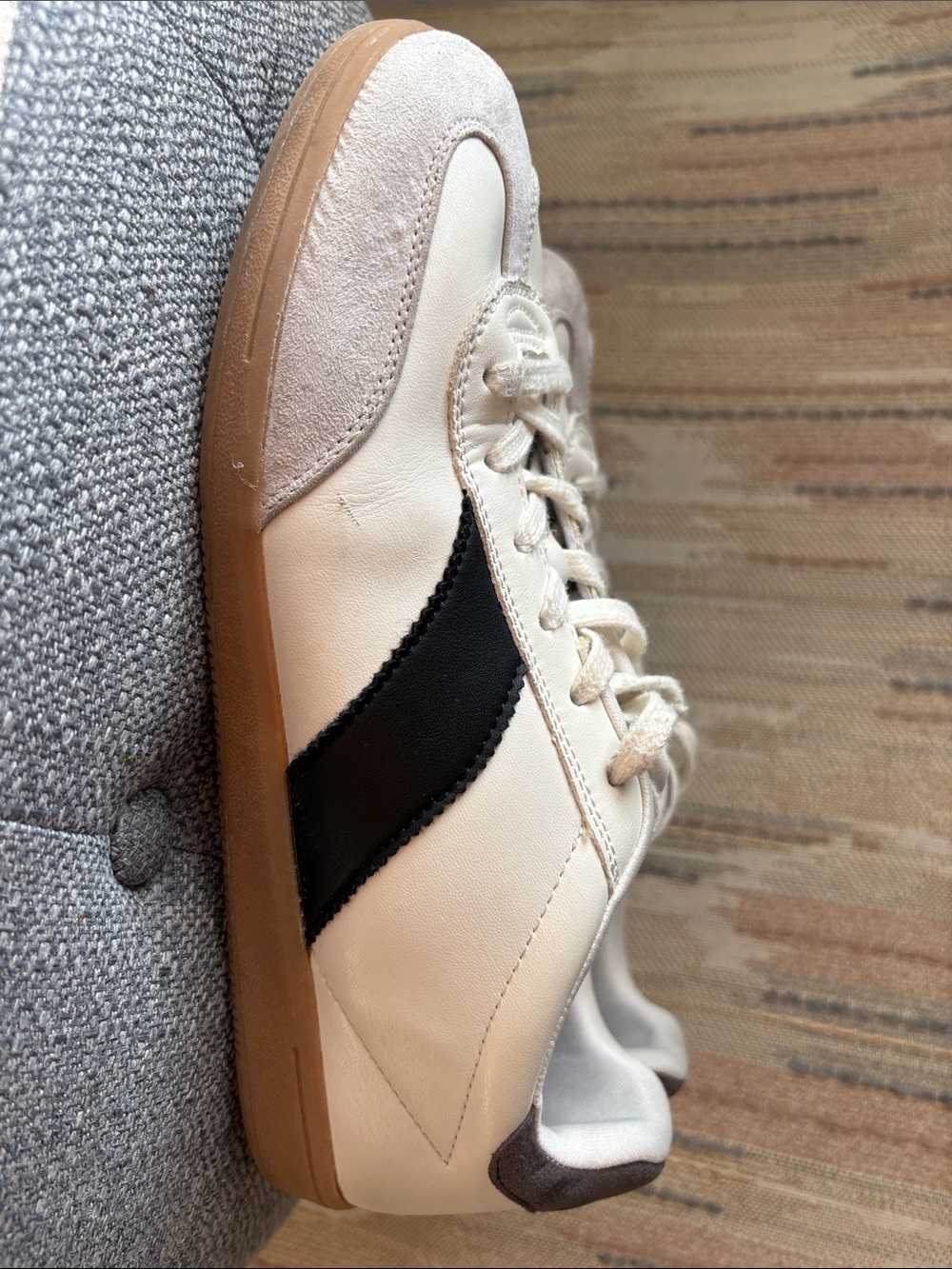Classic Men’s White and Black Sneakers with Gum Sole